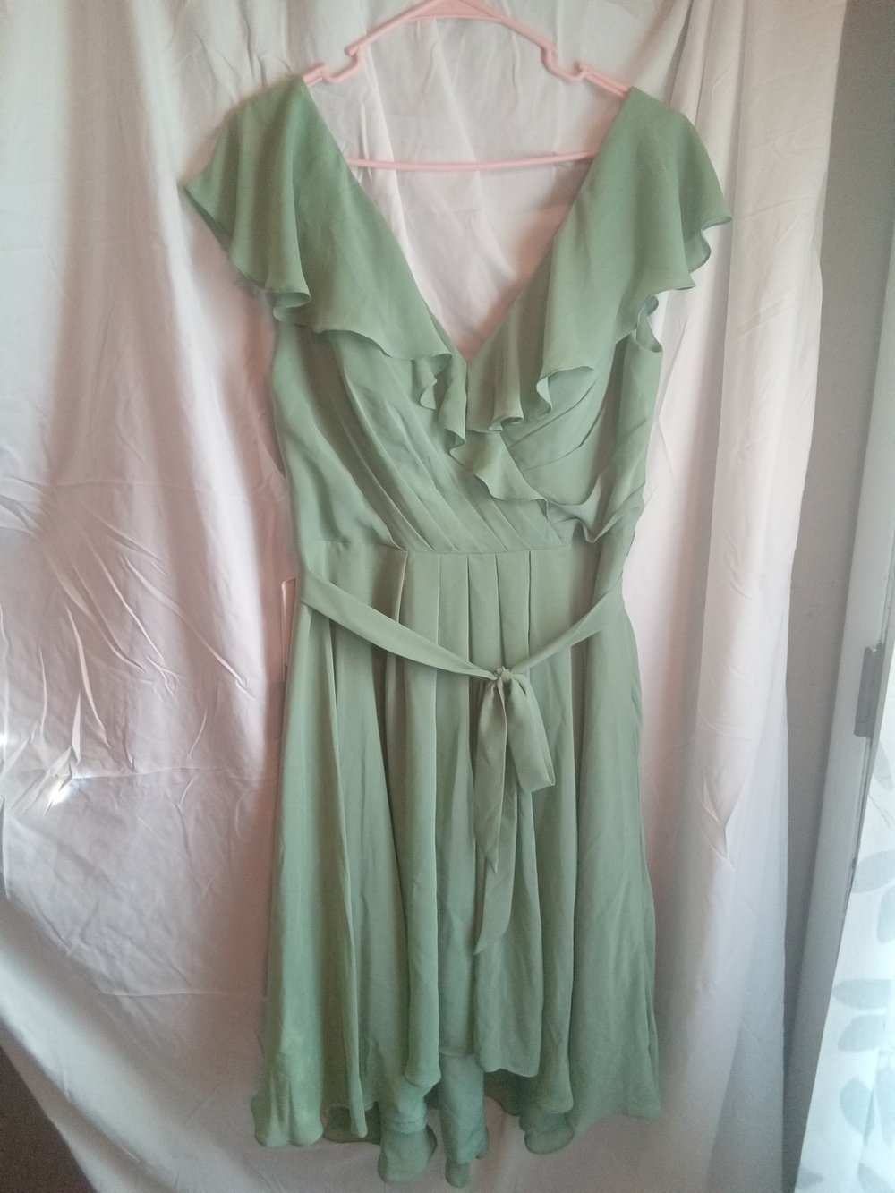 JJs‎ House Basil Green Ruffle Wrap Midi Dress 16